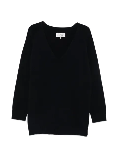 MM6 Maison Margiela V-neck raglan-sleeve sweater Blue S62HN0013M13349