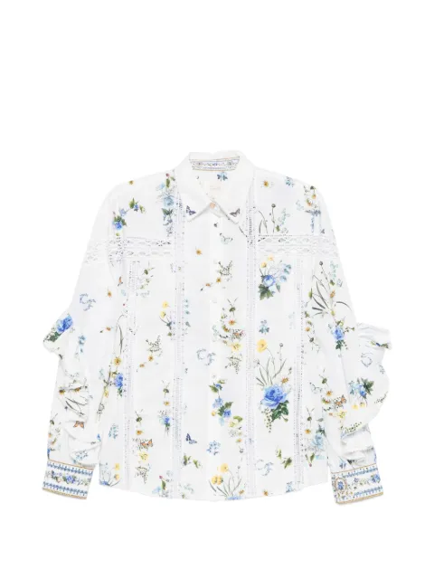 Camilla floral-print ruffled shirt White 00043264