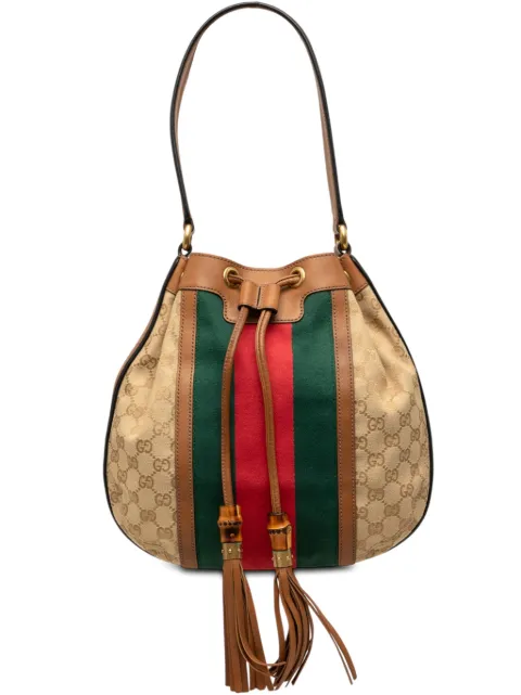 Gucci Pre-Owned 2000-2015 GG Canvas Web Rania Drawstring hobo bag Neutrals DH5RJ1TRLB2MB6A1