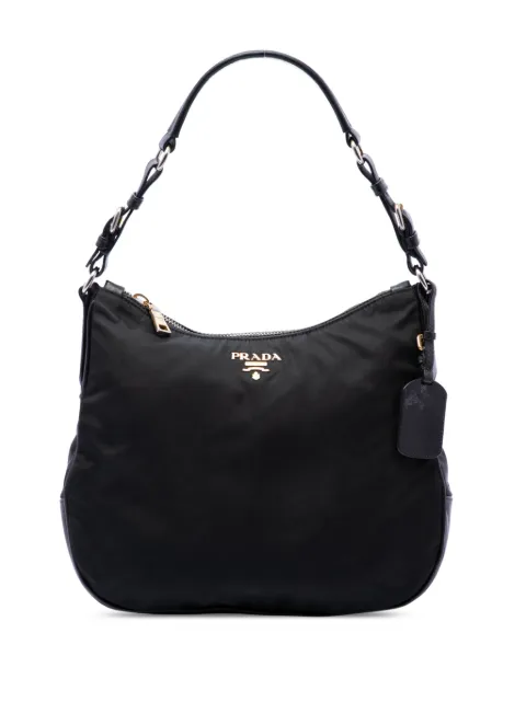 Prada Pre-Owned 2010-2026 Saffiano Trimmed Tessuto shoulder bag Black KTH02ZPJZ1YR3WI7