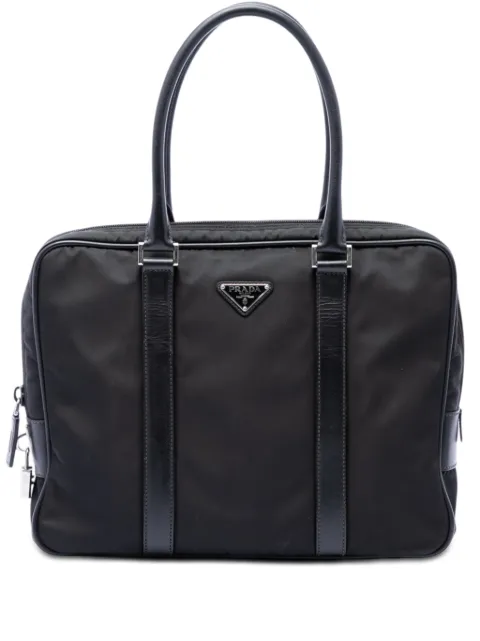 Prada Pre-Owned 2013-2026 Saffiano Trimmed Tessuto business bag Black B9SGW4PD8Y06A0GN