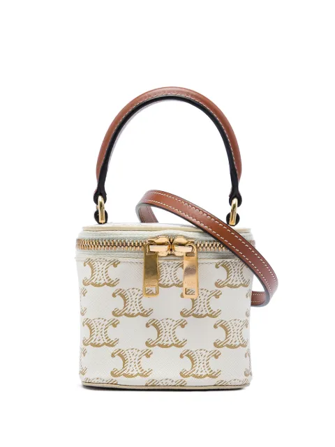 Celine Pre-Owned 2023 Mini Triomphe Coated Canvas Vanity Case satchel White CZG45X9OS3CUBS0G