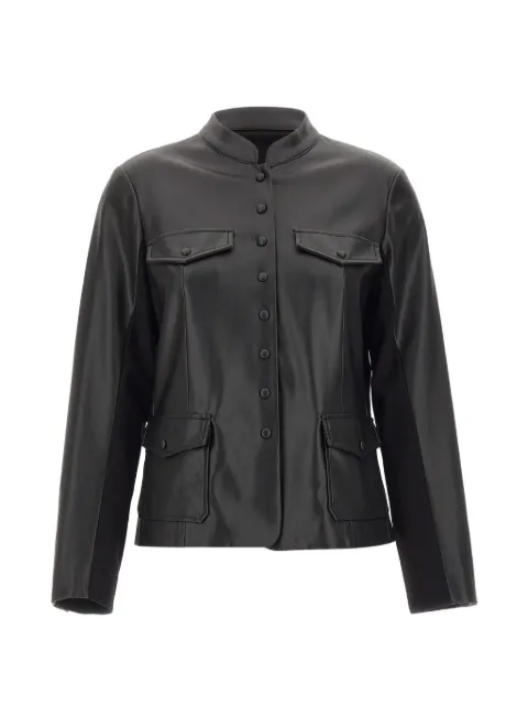 ELENA MIRÒ faux-leather panelled jacket Black R304P000137N