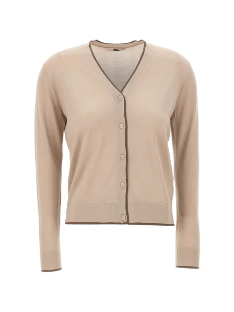 'S Max Mara V-neck contrast-trim cardigan Neutrals 2629346041600