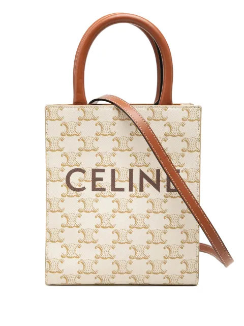 Celine Pre-Owned 2021 Mini Triomphe Coated Canvas Vertical Cabas satchel White WR5JRS2DM0NATBYO