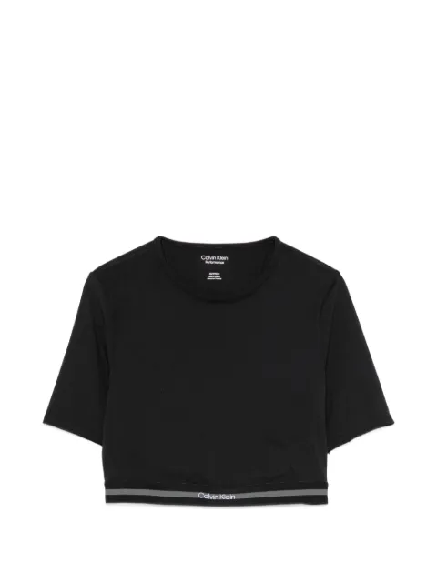 Calvin Klein logo-tape cropped T-shirt Black LVGWF6K217UB1