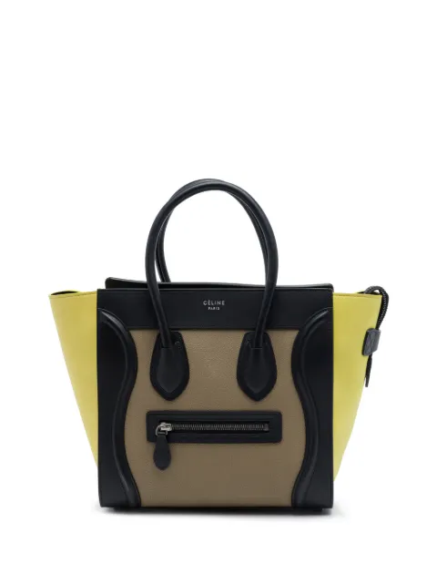 Celine Pre-Owned 2018 Micro Tricolor Leather Luggage tote bag Brown ENJ37KQ2Y09CJST1
