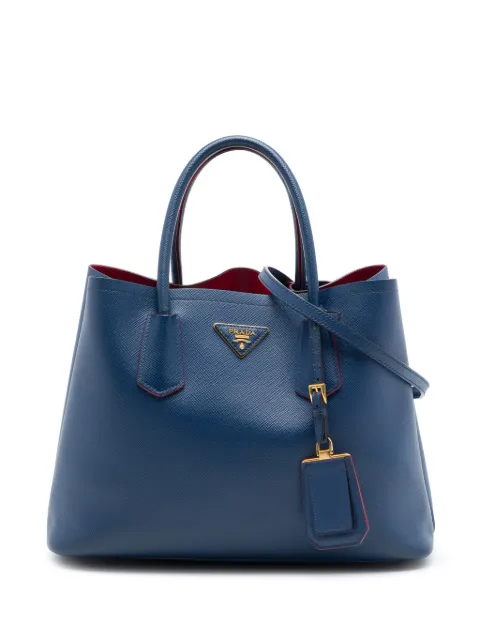 Prada Pre-Owned 2010-2026 Medium Saffiano Cuir Double Handle satchel Blue 7AVZNPIJXUNLC3D2