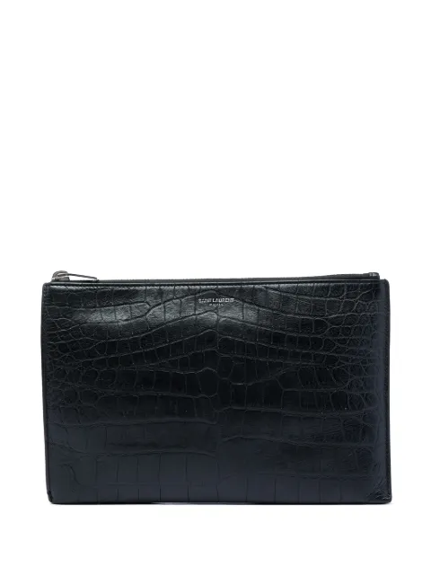 Saint Laurent Pre-Owned 2016 Croc Embossed Leather clutch bag Black 6GH26C4OTKURSYHU