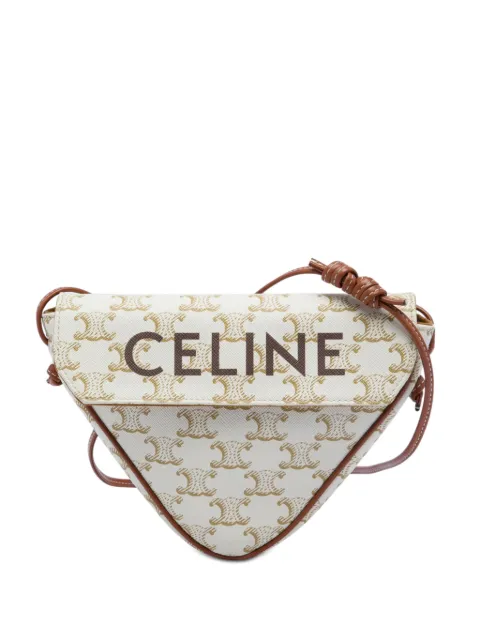 Celine Pre-Owned 2021 Triomphe Coated Canvas Triangle crossbody bag Neutrals 5ZER1YXU958H5XK3