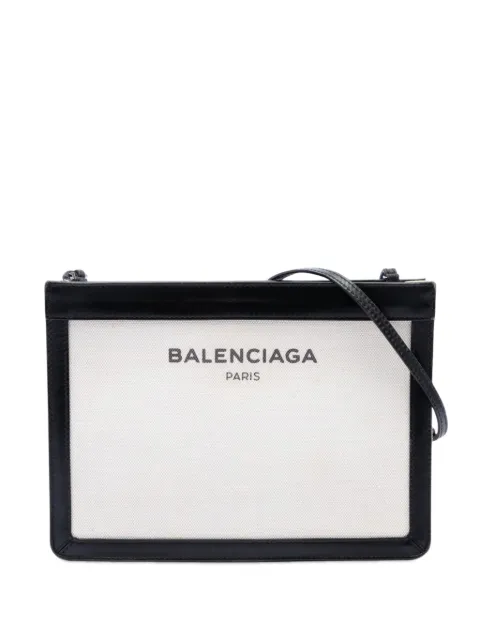 Balenciaga Pre-Owned 2017 Canvas Navy Pochette crossbody bag Brown 28RB33X9HFG3XRW8