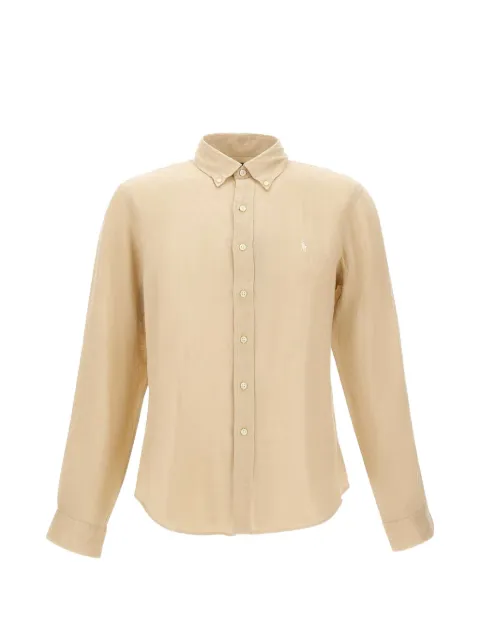 Polo Ralph Lauren button-down-collar embroidered-logo shirt Neutrals 710966294520