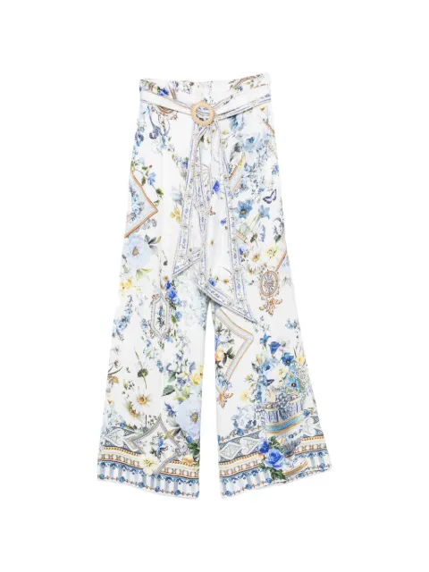 Camilla floral-print belted palazzo pants White 00042379DANDSKIE