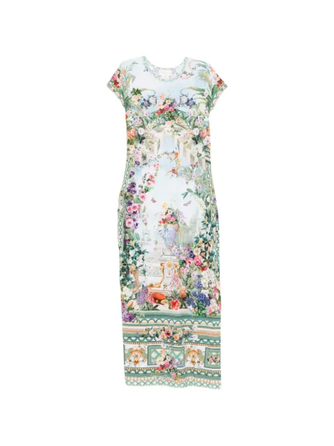 Camilla floral-print rhinestone-embellished midi dress Blue 00044566