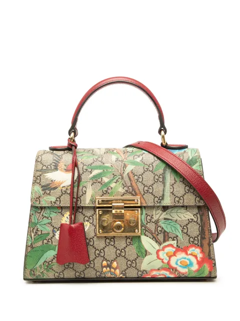 Gucci Pre-Owned 2016-2026 Small GG Supreme Tian Padlock satchel Neutrals PBBNBMGO2BX02CKQ