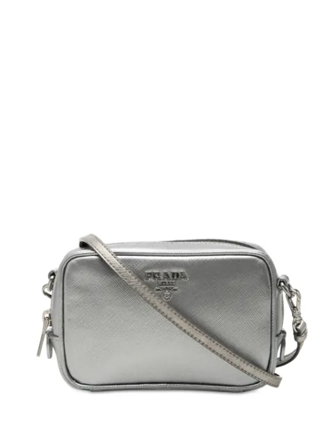 Prada Pre-Owned 2013-2026 Mini Metallic Saffiano Lux Camera Bag crossbody bag Silver 6KWA5WBCQOA3K7X7