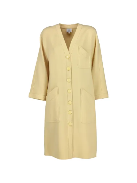 Valentino Garavani Pre-Owned V-neck patch-pockets coat Yellow CVM26679