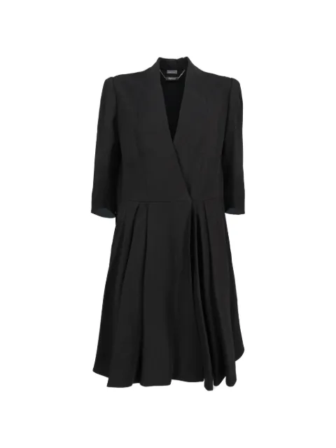 Alexander McQueen Pre-Owned pleated wrap-style mini dress Black CVM26689