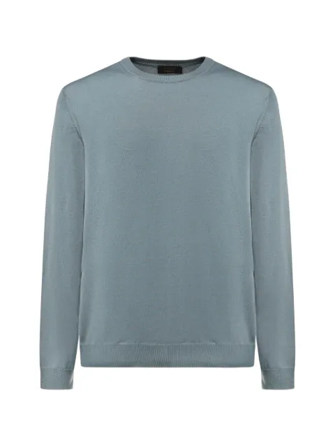 Zanone Flexwool crew-neck fine-knit top Blue 810234Z0290