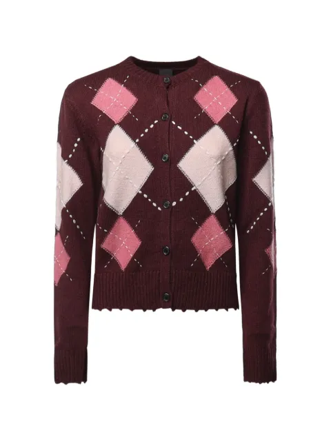 PINKO argyle-pattern button-up cardigan Red 107284A3IEYN2