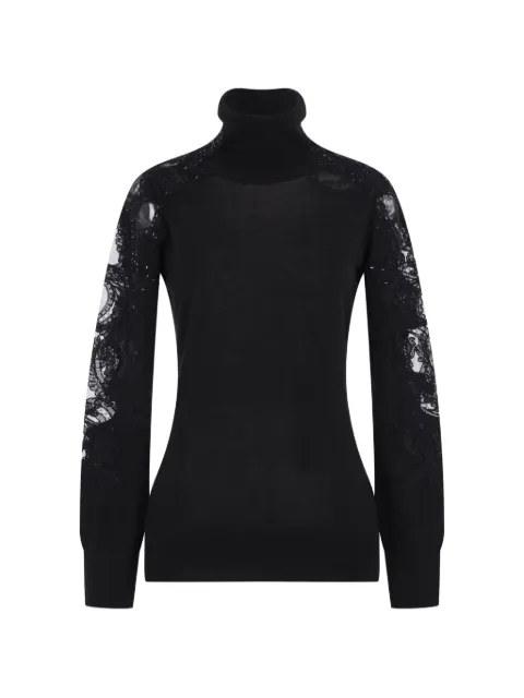 Ermanno Scervino lace-insert rhinestone-embellished sweater Black D495M310APCTATL