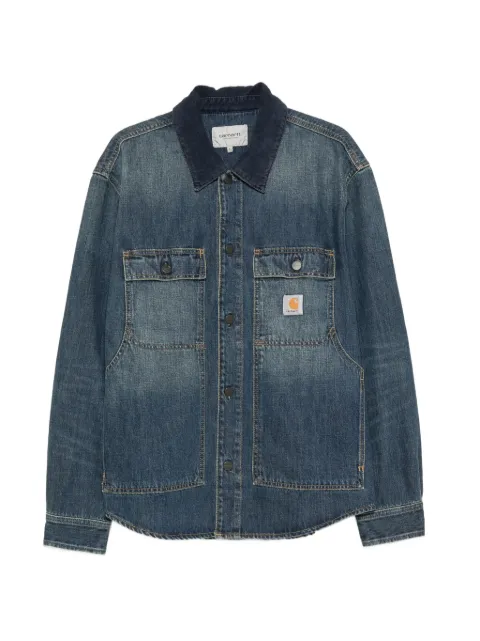 Carhartt WIP logo-patch button-down jacket Blue I037532