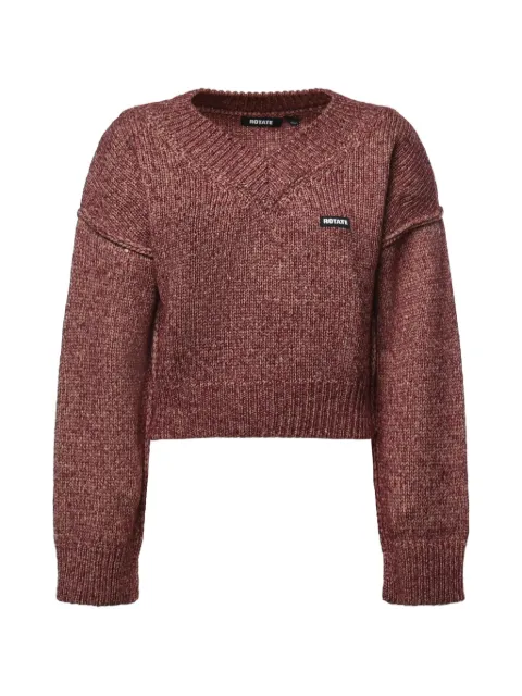 ROTATE BIRGER CHRISTENSEN logo-patch V-neck sweater Red 1165663113