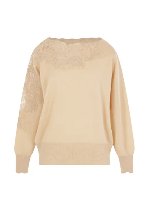 Ermanno Scervino lace-insert boat-neck sweater Yellow D495M331APPYU