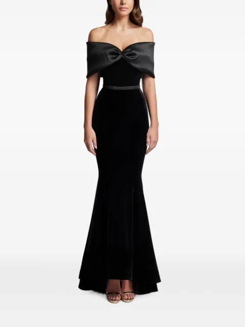 CRISTALLINI off-the-shoulder bow-detail maxi dress Black CA185