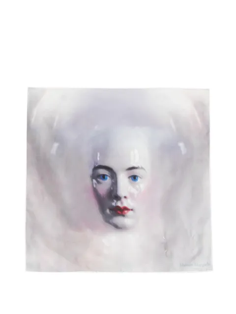 Maison Margiela Four Stitches portrait-print scarf White S29TF0050M36236