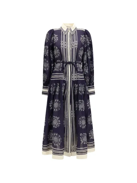 ALEMAIS Banderra floral-print midi shirtdress Blue 8060D