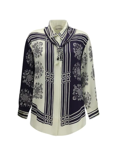 ALEMAIS Banderra scarf silk shirt Neutrals 8070T