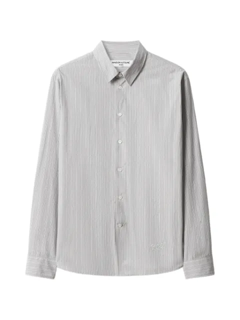 Maison Kitsuné vertical-stripe logo-embroidered shirt Grey MRMWI08WC5108