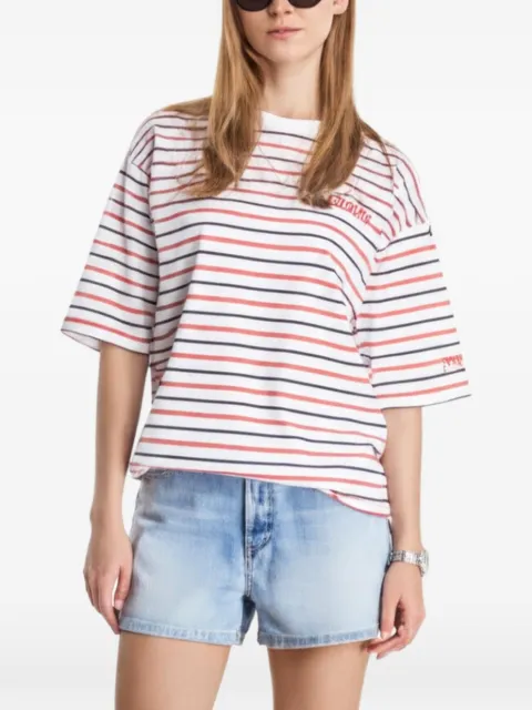 NEW ERA CAP striped embroidered T-shirt White 60897494