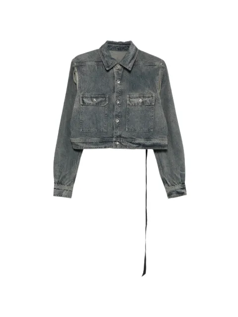Rick Owens DRKSHDW cropped cut-out denim jacket Blue DS02F6702DMI