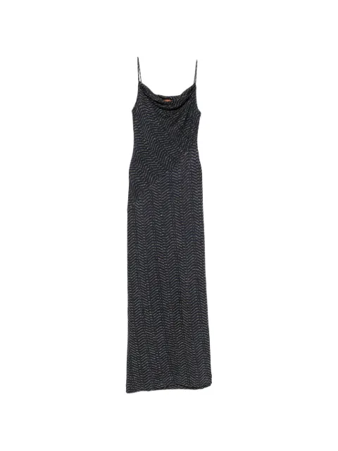 Missoni zigzag-knit cowl-neck maxi dress Blue DS26WG1HBR015S