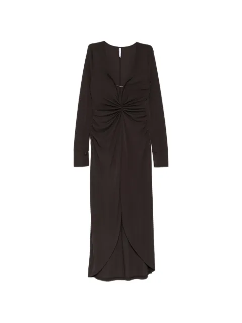 IMPERIAL twisted-waist front-slit dress Brown AFFDMJZ
