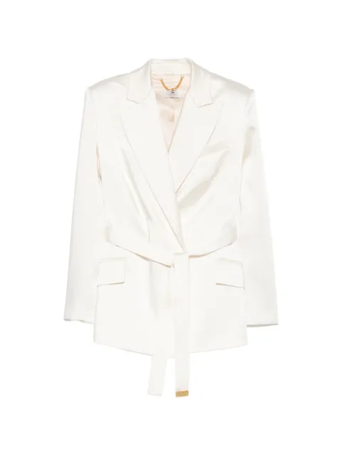 Elisabetta Franchi belted satin-finish blazer Neutrals GI27966E2