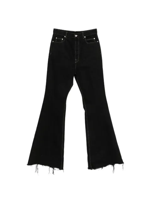 Rick Owens Bloan contrast-stitch raw-hem bootcut jeans Black RR02F4335HDK