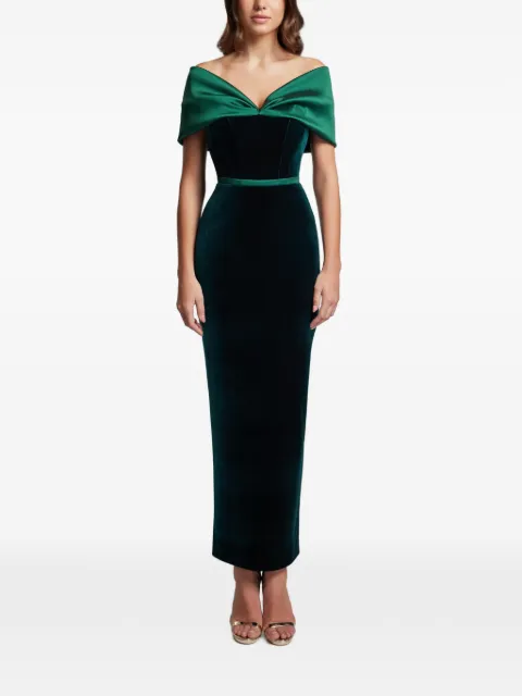 CRISTALLINI Glory off-shoulder maxi dress Green CA190