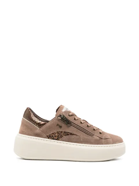 NERO GIARDINI glitter-detail zip-up sneakers Brown I617501D442