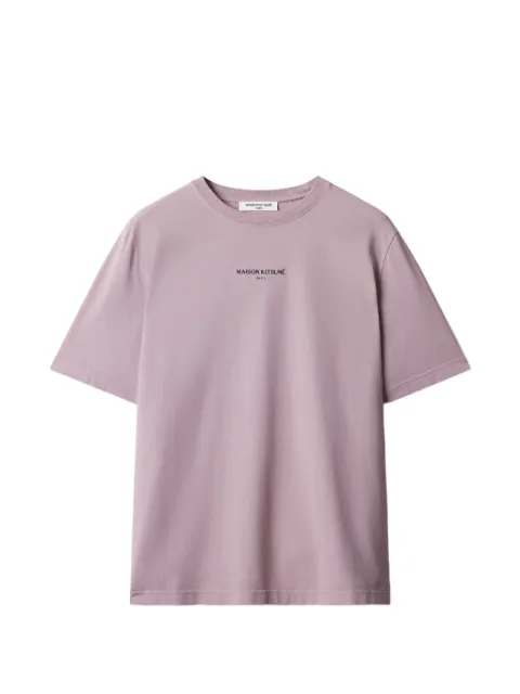 Maison Kitsuné logo-embroidery T-shirt Purple MRMJT33KJBIT7