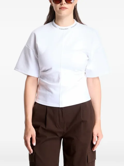 Calvin Klein logo-neck interlock T-shirt White LV047G235GYAF