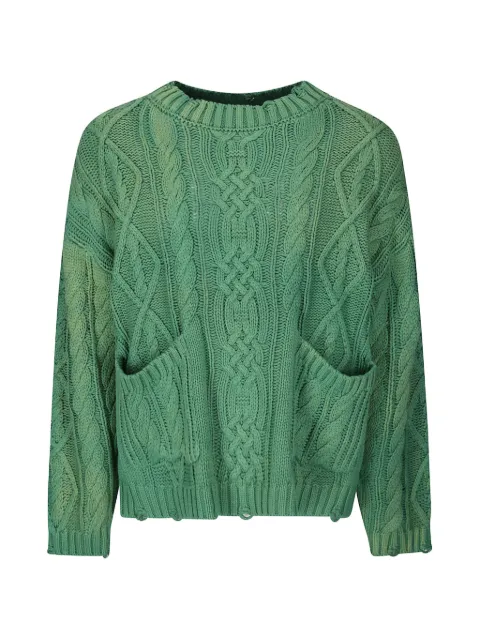 FOUND cable-knit distressed sweater Green FOPF26SW01515