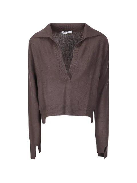 ELY ELY Julia V-neck polo sweater Brown 264WJULIA