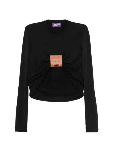 Jean Paul Gaultier gathered logo-patch top Black 2604WTO526J076