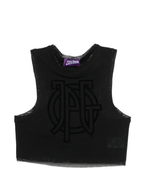 Jean Paul Gaultier logo-detail cropped top Black 2604WTO542M000