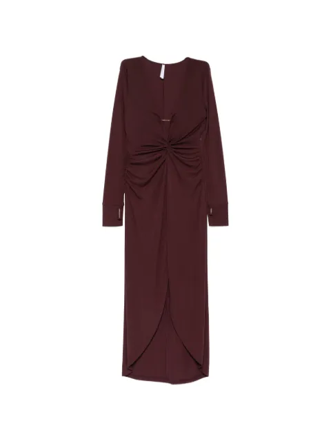 IMPERIAL twist-detail V-neck dress Brown AFFDMJZ
