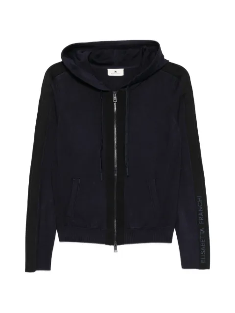 Elisabetta Franchi zip-up drawstring hoodie Blue MK15S66E2