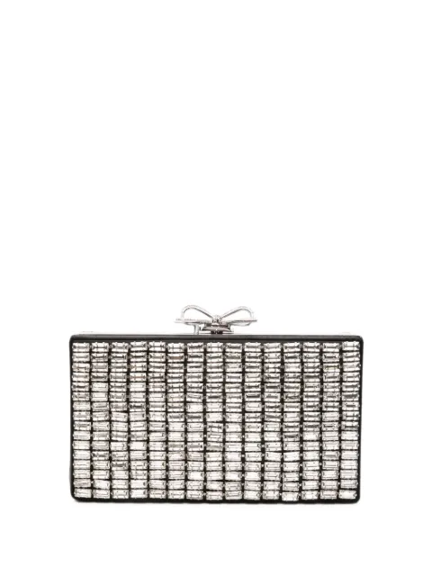 Self-Portrait crystal-embellished bow-detail clutch bag Silver PF26326ASL
